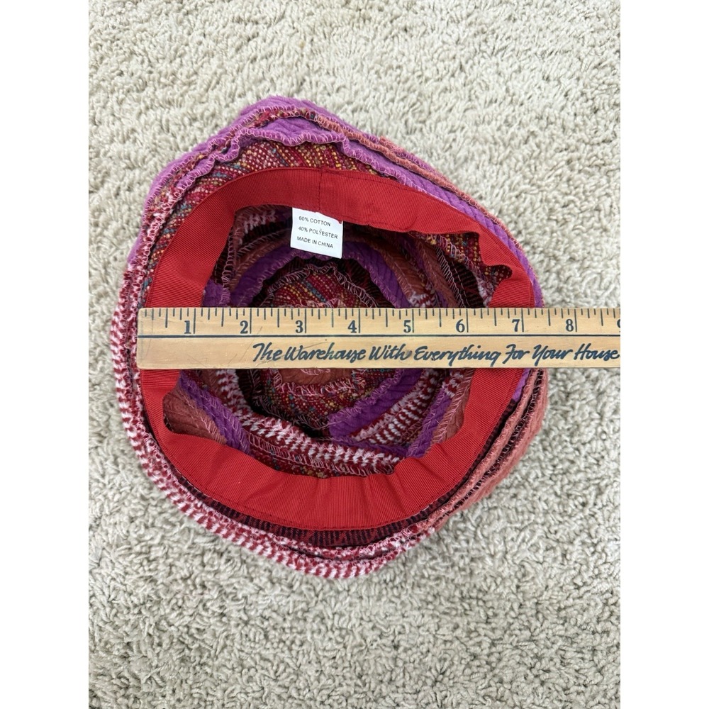 Colorful Women's Bucket Hat Tweed Corduroy Boho Artsy Funky Patchwork Striped - Picture 10 of 12